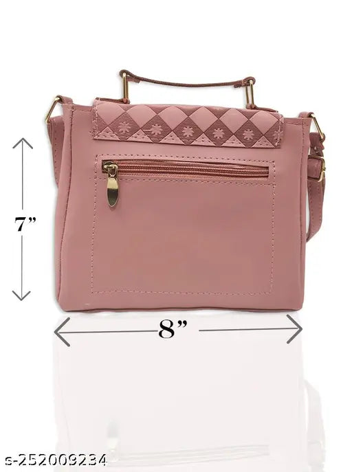 Pink canvas sling bag with zip closure and mobile phone pouch, buy 1 get 1 free offer