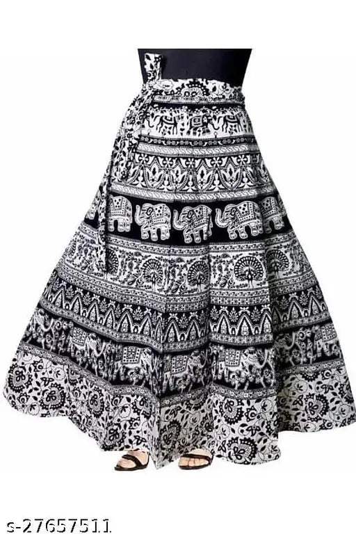 Vintage-style, cotton Jaipuri Sanganeri print maxi skirt with mandala hand block design, free size for women shopping on Meesho