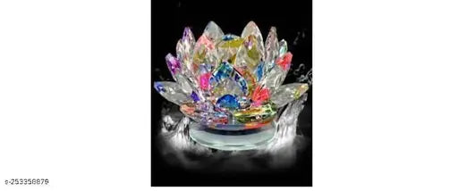 Transparent crystal lotus for positive energy, Vastu Feng Shui showpiece, brings prosperity, success (1.5" x 1.5" x 1.5", 185g)
