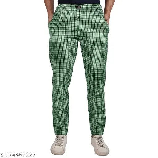 Women's cotton long pants plaid patterned winter lounge wear