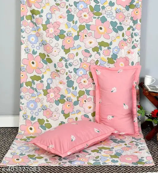 Glace cotton, 300 thread count King size bedsheet & 2 pillow covers - soft & luxurious for summer bedrooms