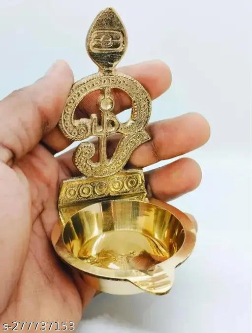 Brass Muruga idol, traditional OM Vilakku God figure from India, 6.5x10.5cm size