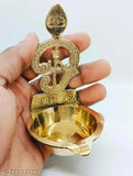 Brass Muruga idol, traditional OM Vilakku God figure from India, 6.5x10.5cm size