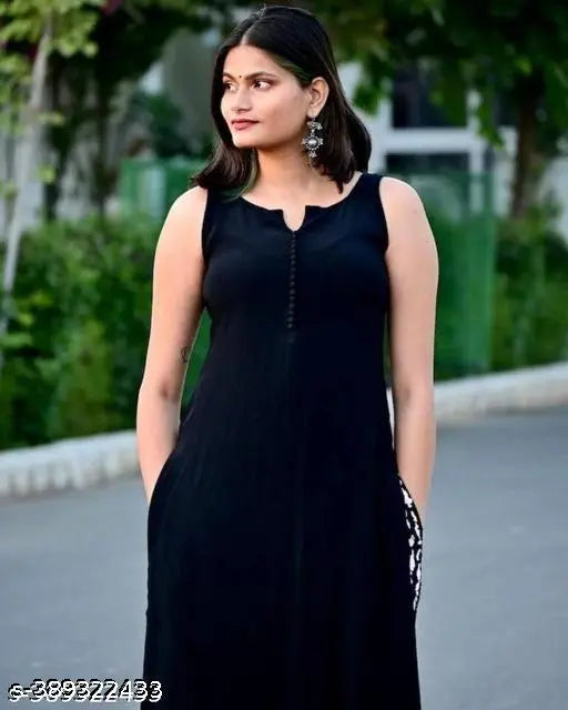 Rayon sleeveless kurti set with matching palazzos, solid-colored Indian summer wear