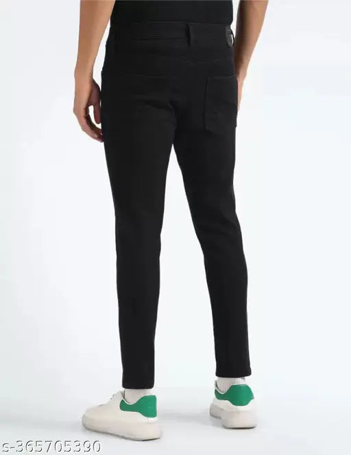 Xenor Men's slim black cotton blend jeans, premium quality pant for men - 28, 30, 32, 34 inches waist and length size 40 inches, India-made