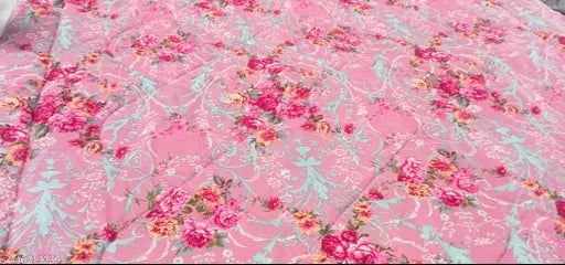 Pink & Cream 220 GSM Reversible Microfiber AC Comforter for Winter Double Size Bed (85x85in), cotton blend, lightweight & cozy