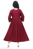 Rayon embroidered net three-quarter sleeve gown kurti for women, XL (40in bust, 38in waist, 58in hip, 15in shoulder), India origin, elegant for functions and occasions