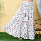 Lucky Fashion roll-on women's cotton long skirt with Jaipuri print