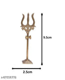 Brass 5-face Rudraksha with Nandi and Lord Shiva Trishul for puja, black stone Shiv lingam