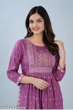 Purple embroidered kurta on woman
