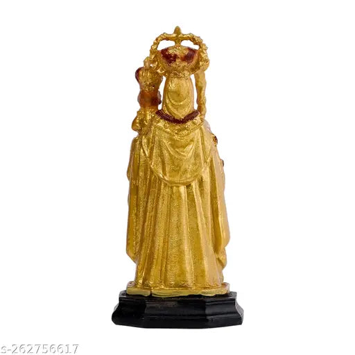 Golden polyresin Mother Mary figurine, Our Lady of Good Health Velankanni Matha showpiece idol for home decor and housewarming gifts, 21 X 9 X 9 CM