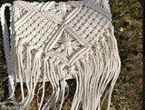 Macrame cotton crossbody bag, adjustable strap, intricate knot design