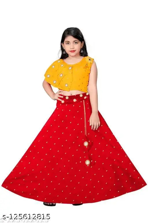 Embroidered cotton blend girls' lehenga with acrylic dupatta, perfect for cultural events & festivals, Indian origin