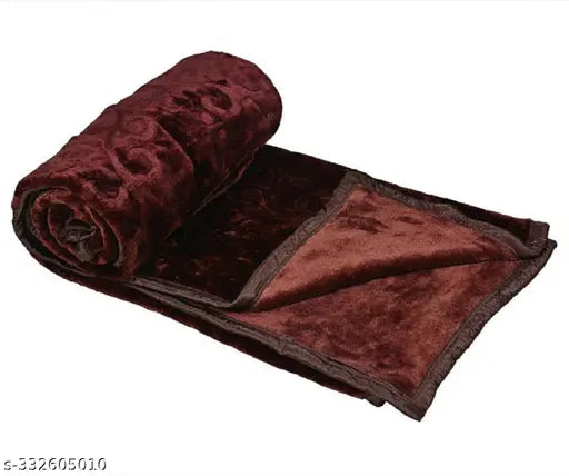 GKM Floral double Mink Blanket, heavy winter polyester, cozy microfiber blanket for free size bed, India origin