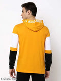 JUMP CUTS Men's Printed Hood Yellow Tshirts