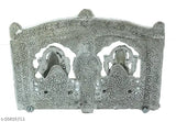 Articulated metal Lord Ganesh idol with frame decoration, 8x6 inch, silver