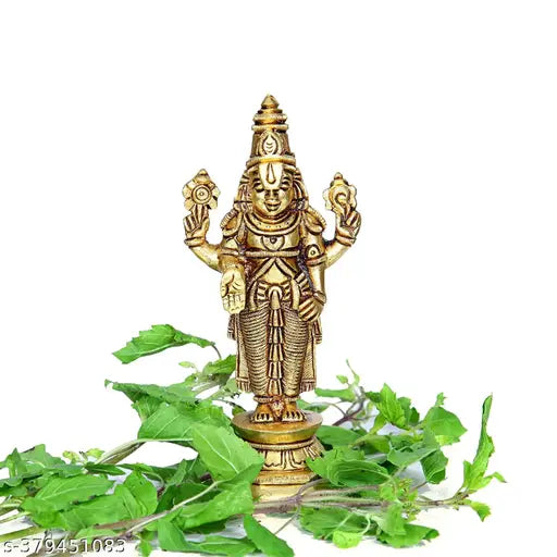 Handcrafted brass Tirupathi Venkatesa Perumal statue, decorative showpiece for dashboard collections
