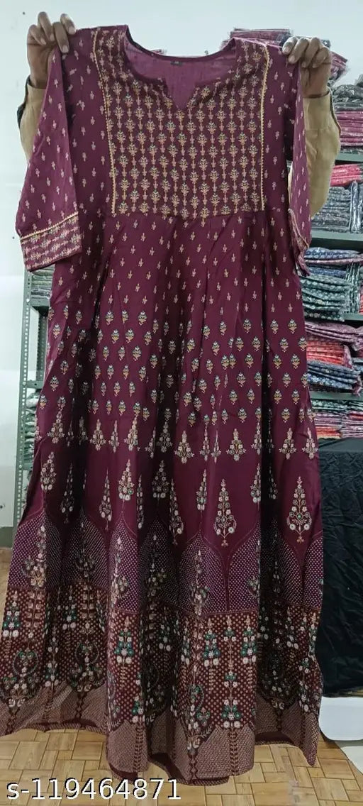 Magenta embroidered anrakali kurta