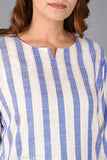 Striped rayon pyjamas nightsuit, comfortable three-quarter sleeves with self pattern design on display