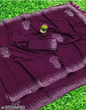 Burgundy sari with hotfix diamond work, same color blouse piece