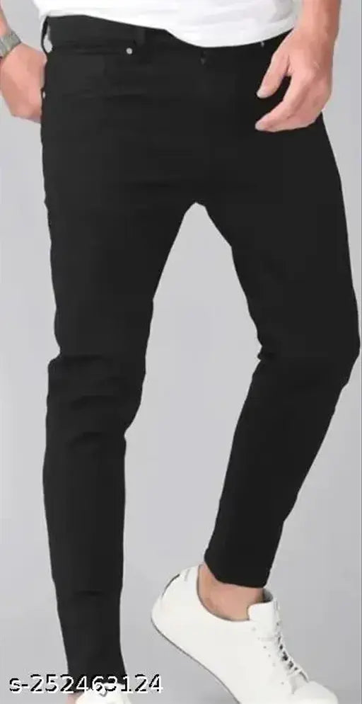 Men's black denim solid jeans (26-34), high-quality affordable western wear for an easy and simple style