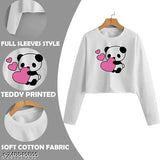 Printed long sleeve cotton blend crop top with western style, affordable for women and girls, India origin