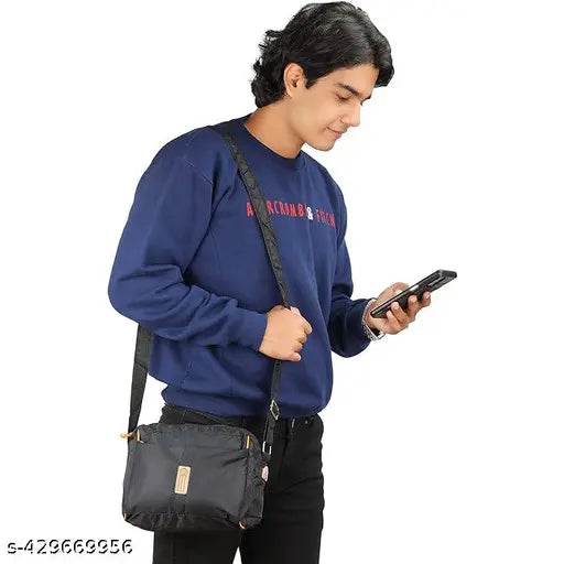 Black shoulder bag, unisex design, cross body style, cash business collection, multi-purpose, slim shoulder strap, travel handbag, stylish accessory
