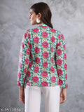 Fleece printed winter jacket for women, trendy and warm in size S-XL, made in India