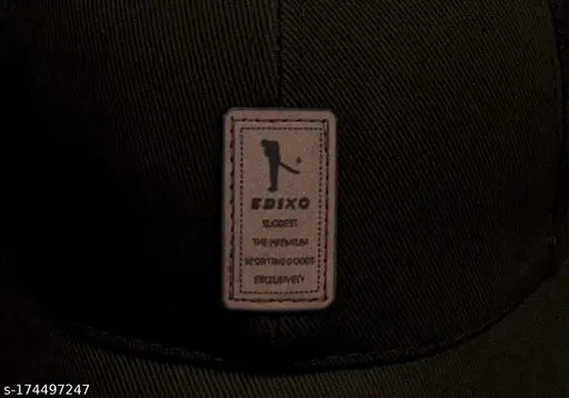 Adjustable cotton baseball cap, black and maroon with printed net pattern for men and boys. Made in India