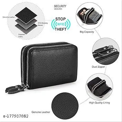 Leather 9-slot vertical credit debit card holder for men & women - Light Brown, stores bank cards & money wallet with zipper coin purse (115 x 175 x 8 cm)
