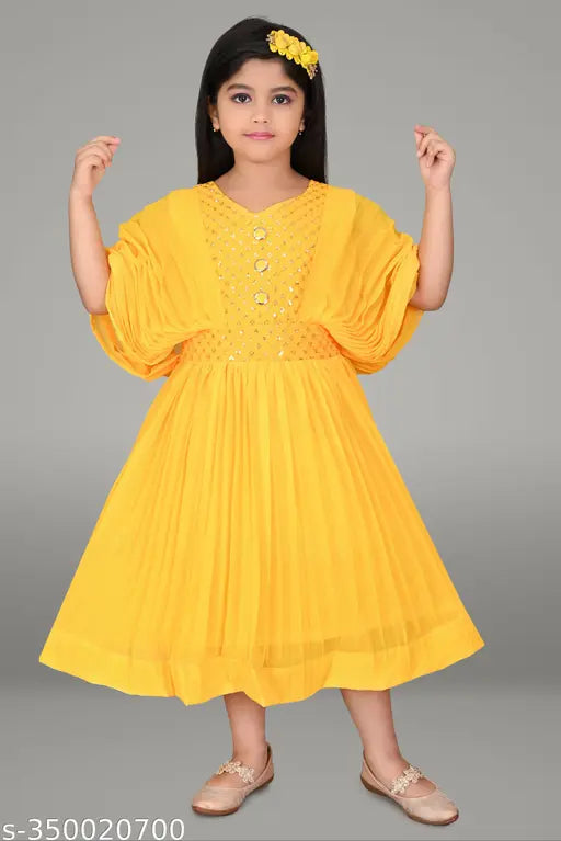 Embellished Georgette net butterfly frock for girls (2-3, 3-4, 4-5 years), western wear by Rqueen Fashion, Indian origin