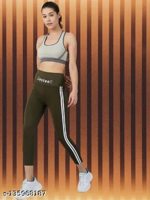 Women's solid side-striped stylish jegging in polyester, available in sizes 26, 28, 30, 32, and 34