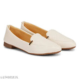 Synthetic ballerinas: PILOT CRM cream slip-ons with textured pattern and cushioned footbed, perfect for daily wear and various occasions (Indian origin)