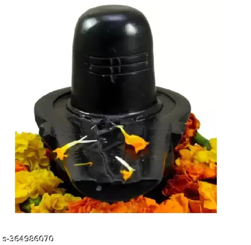Marble black Shivling Narmadeshwar Lingam decorative showpiece, intricate Indian artifact - 5 cm (1.5 inch)