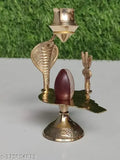 Brass Shivling: DARIDRA BHANJAN Narmadeshwar Shiva Lingam with Narmada Stone Jaladhari Stand, 3cmL x 10cmH x 8cmB for home/office prayer and meditation