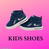 Kids' hiking shoes with 'NIKE KIDS' logo in blue color