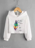 Trendy women's polyester hoodie with cool print and long sleeves, size S (bust 34in, length 19in)