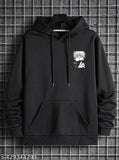 Black fleece oversized round neck t-shirt hoodie, Benny Brooks Men's Gojo printed Anime design, long sleeves