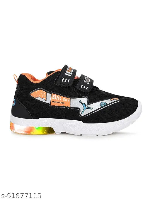 Black, neon accents, Puma logo kids sneakers