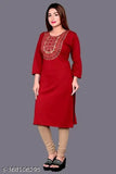 Woolen kurti with embroidered detailing, long sleeves, and full-length design