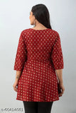 Cotton printed Angrakha tunic, three-quarter sleeves, Indian cultural festival wear