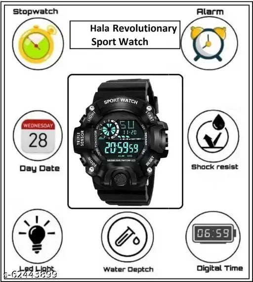 A1C digital watch combo with sports features, large display and multiple functions for men