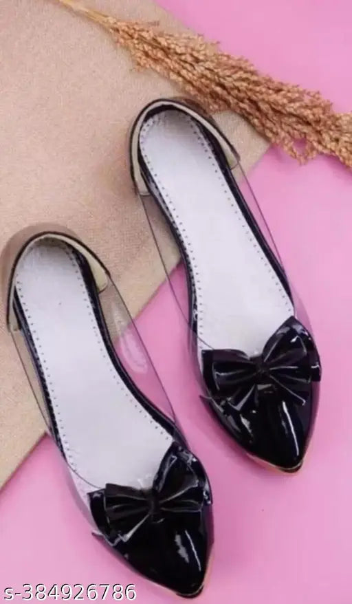 Transparent plastic ballerinas by SONA & SONS for women, slip-on style in sizes IND-3 to IND-10, Indian origin