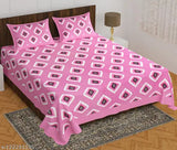 Fine cotton Jaipuri bedsheet combo pack (2 bedsheets, 4 pillow covers), Indian-origin trendy double queen bedding
