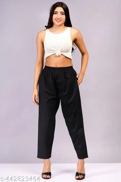 Indian-origin solid color cotton pants, 2-pack suitable for both formal and casual wear