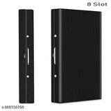 Black metal RFID blocking credit card holder wallet with 7 slots for men and women