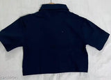 Solid plane button short sleeve t-shirt, free size crop top from Rawat fashion, focus on waist area