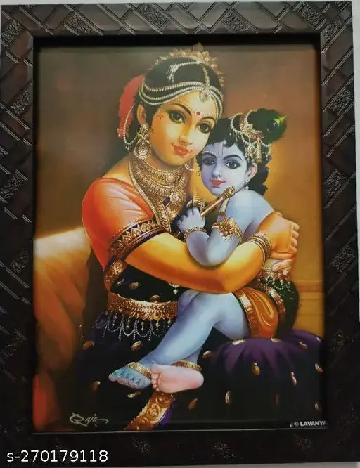 Synthetic resin, Indian Balaji Net, 9x12 inch Baby Krishna Kanna with Yashoda Maa photo frame
