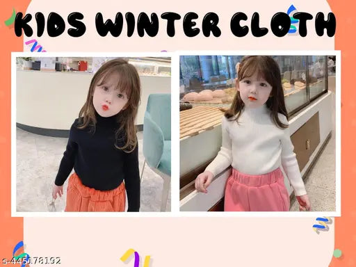 Stylish kids high neck wool sweater, pack of 2 in various sizes from 0-3 Months to 6-7 Years, ideal winter wear for boys and girls