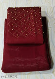 Georgette saree with gold border, maroon color